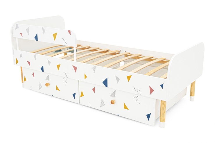 Кровать в детскую Stumpa Классика "Треугольники желтый, синий, розовый" в Челябинске - изображение 11
