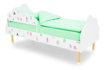 Кровать в детскую Stumpa Облако "Домики розовый, бирюзовый" в Копейске