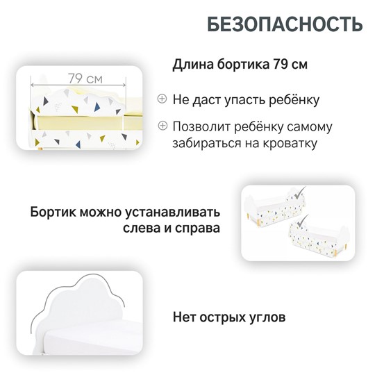 Кровать в детскую Stumpa Облако "Треугольники зеленый, синий" в Челябинске - изображение 15