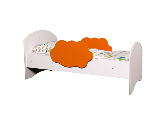 Кровать с бортиками Тучка, корпус Белый, фасад Оранжевый в Магнитогорске - изображение