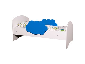 Детская кровать с бортиками Тучка, корпус Белый, фасад Синий в Копейске