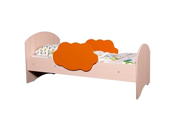 Кровать с бортиками Тучка, корпус Дуб млечный, фасад Оранжевый в Копейске