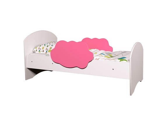 Детская кровать Тучка, корпус Белый, фасад Розовый в Магнитогорске - изображение