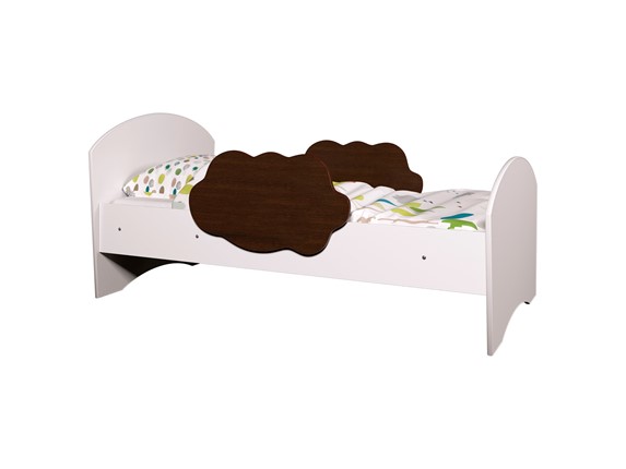 Кровать с бортиками Тучка, корпус Белый, фасад Венге в Миассе - изображение