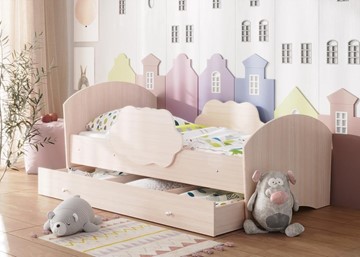Детская кровать Тучка с ящиком, корпус Дуб млечный, фасад Дуб млечный в Копейске