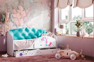 Детская кровать Звездочка с бортиком, Бирюза в Челябинске - предосмотр