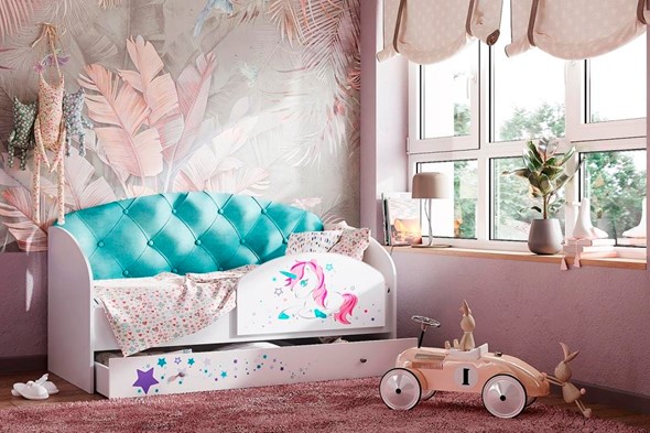 Детская кровать Звездочка с бортиком, Бирюза в Миассе - изображение