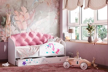 Кровать с ящиками ТМК Звездочка с бортиком, Розовый в Челябинске