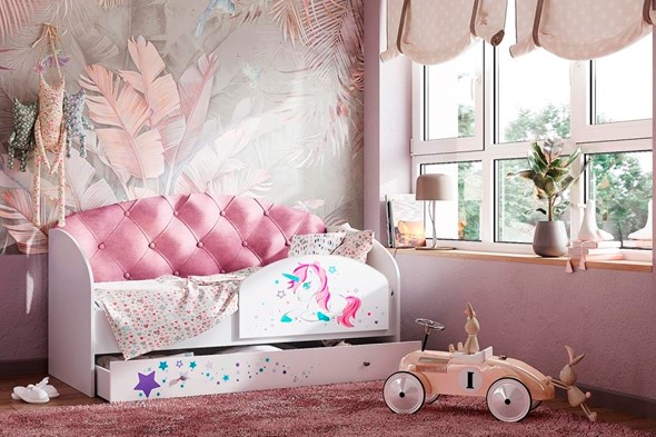 Кровать с ящиками Звездочка с бортиком, Розовый в Миассе - изображение