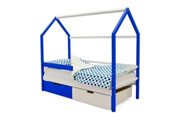 Кровать-домик детская Svogen сине-белый в Челябинске - предосмотр