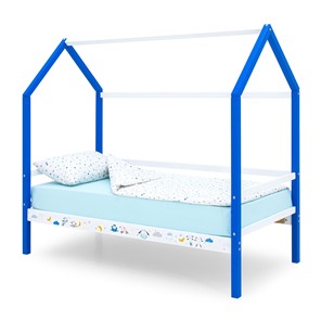 Детская кровать-домик Svogen сине-белый/барашки в Челябинске