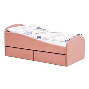 1-спальная детская кровать с ящиками Letmo 190х80 пудровый (велюр) в Челябинске