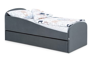 Мягкая кровать с ящиком Letmo графит (велюр) в Миассе - предосмотр