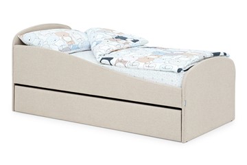 Кровать в детскую с ящиком Letmo карамель (рогожка) в Магнитогорске