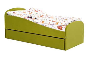Кровать в детскую с ящиком Letmo оливковый (велюр) в Миассе - предосмотр