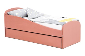 Детская кровать с ящиком Letmo пудровый (велюр) в Златоусте