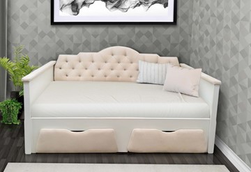 Детская кровать-софа Версаль Фея 800х1600, ЛДСП белый/ткань велюр в Миассе