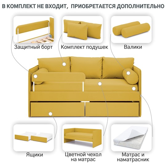 Мягкая кровать Soffal горчичный (велюр) в Челябинске - изображение 22