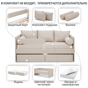 Кровать в детскую Soffal холодный бежевый (микрошенилл) в Челябинске - предосмотр 17