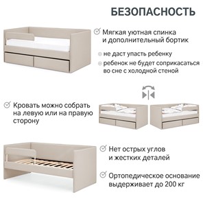 Кровать в детскую Soffal холодный бежевый (микрошенилл) в Челябинске - предосмотр 19