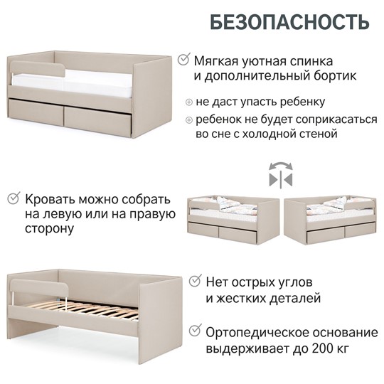 Кровать в детскую Soffal холодный бежевый (микрошенилл) в Челябинске - изображение 19
