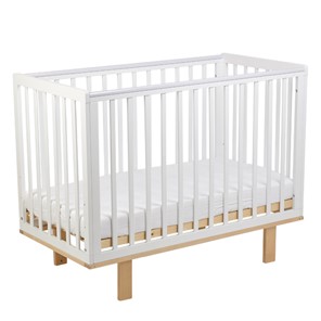 Кровать для новорожденных серия 3400 POLINI Kids Simple 340 Белый / Натуральный в Челябинске - предосмотр 1