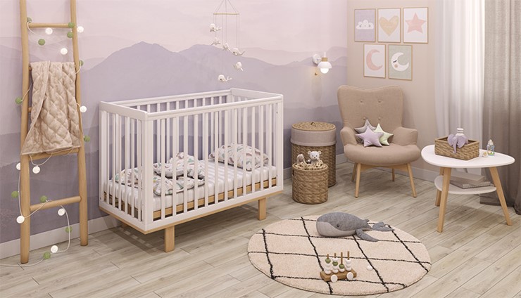 Кровать для новорожденных серия 3400 POLINI Kids Simple 340 Белый / Натуральный в Челябинске - изображение 10