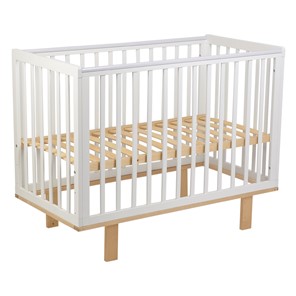 Кровать для новорожденных серия 3400 POLINI Kids Simple 340 Белый / Натуральный в Златоусте