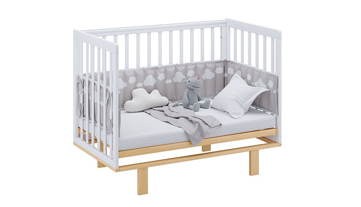 Кровать для новорожденных серия 3400 POLINI Kids Simple 340 Белый / Натуральный в Челябинске - изображение 8