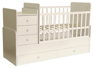 Кровать для новорожденных с комодом POLINI Kids Simple 1100 Слоновая кость в Копейске