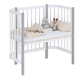 Кроватка детская приставная POLINI Kids Simple 105 Белый / Серый в Копейске - предосмотр 1