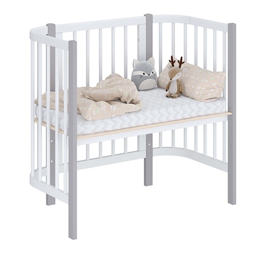 Кроватка детская приставная POLINI Kids Simple 105 Белый / Серый в Магнитогорске - изображение 1