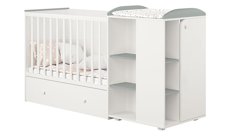 Многофункциональная кровать с комодом POLINI Kids Ameli 800 Белый / Серый, серия AMELI в Златоусте - изображение 1