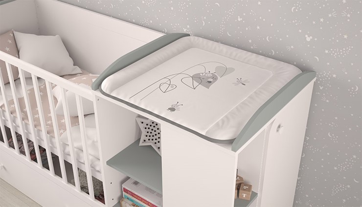 Многофункциональная кровать с комодом POLINI Kids Ameli 800 Белый / Серый, серия AMELI в Челябинске - изображение 3