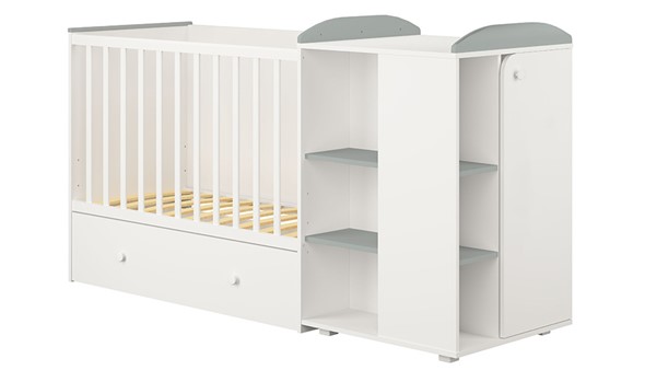 Многофункциональная кровать с комодом POLINI Kids Ameli 800 Белый / Серый, серия AMELI в Миассе - изображение