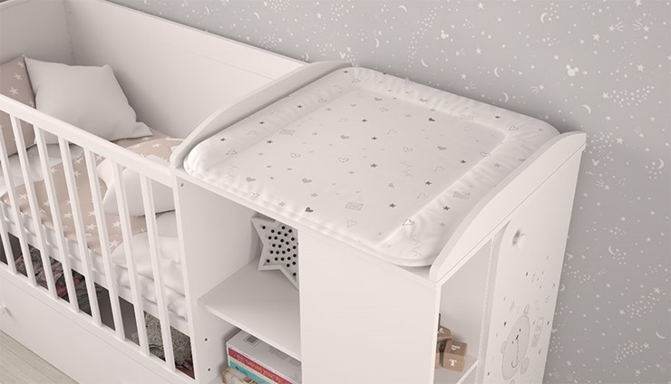 Многофункциональная кровать с комодом POLINI Kids French 800 TEDDY Белый в Златоусте - изображение 5