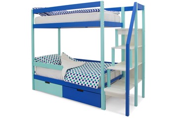 Двухэтажная детская кровать Svogen мятный-синий в Миассе
