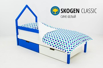 Кровать-домик детская мини Skogen сине-белый в Челябинске