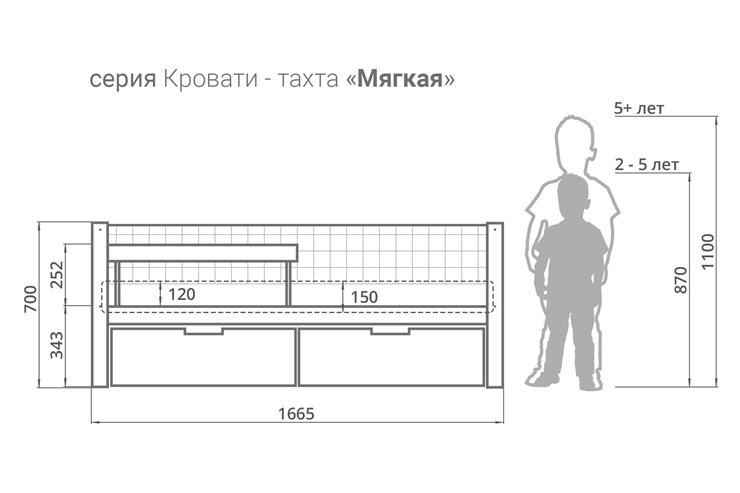 Кровать-тахта в детскую мягкая Skogen лаванда-белый в Челябинске - изображение 2