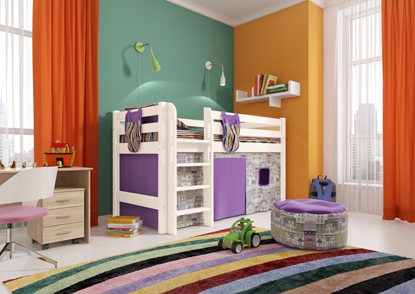 Кровать-чердак детская Соня, Вариант 11 Белый в Миассе - изображение