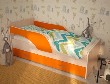 Детская кровать Максимка, корпус Млечный дуб, фасад Оранжевый в Златоусте