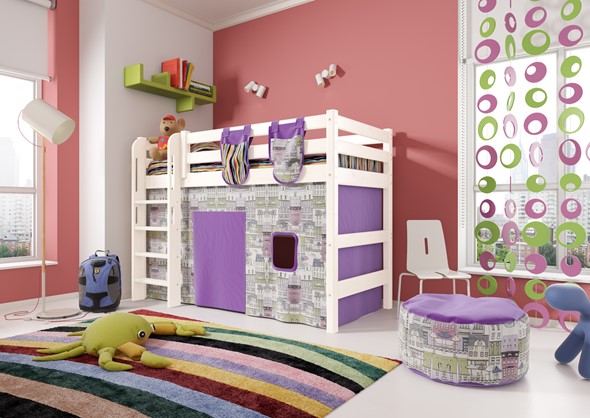 Кровать-чердак в детскую Соня,  Вариант 5 Белый в Миассе - изображение