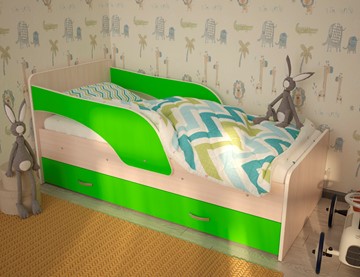 Детская кровать Максимка, корпус Млечный дуб, фасад Салатовый в Златоусте - предосмотр