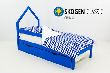 Детская кровать-домик мини Skogen синия в Челябинске - предосмотр