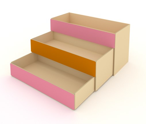Кровать для детей 3-х уровневая КД-3, Беж + Розовый + Оранжевый в Златоусте - изображение