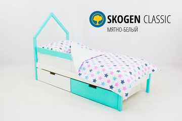 Детская кровать-домик мини Skogen белый-мятный в Копейске