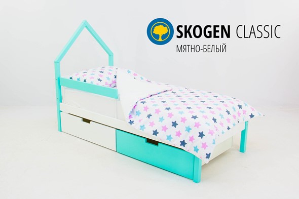Детская кровать-домик мини Skogen белый-мятный в Челябинске - изображение