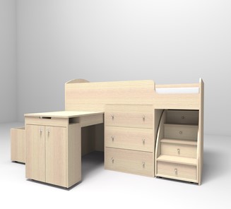 Детская кровать-шкаф Малыш 1600, корпус Дуб, фасад Дуб в Миассе