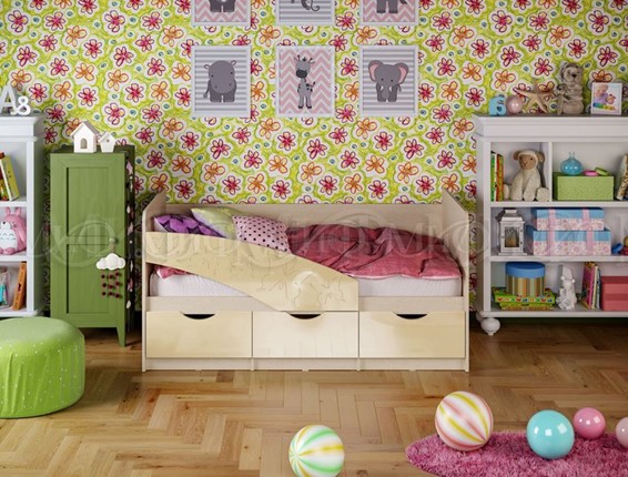 Кроватка Бабочки 800*1600, Ваниль глянец в Челябинске - изображение