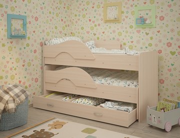 Детская 2-х ярусная кровать Радуга 1.6 с ящиком, цвет Млечный дуб в Магнитогорске